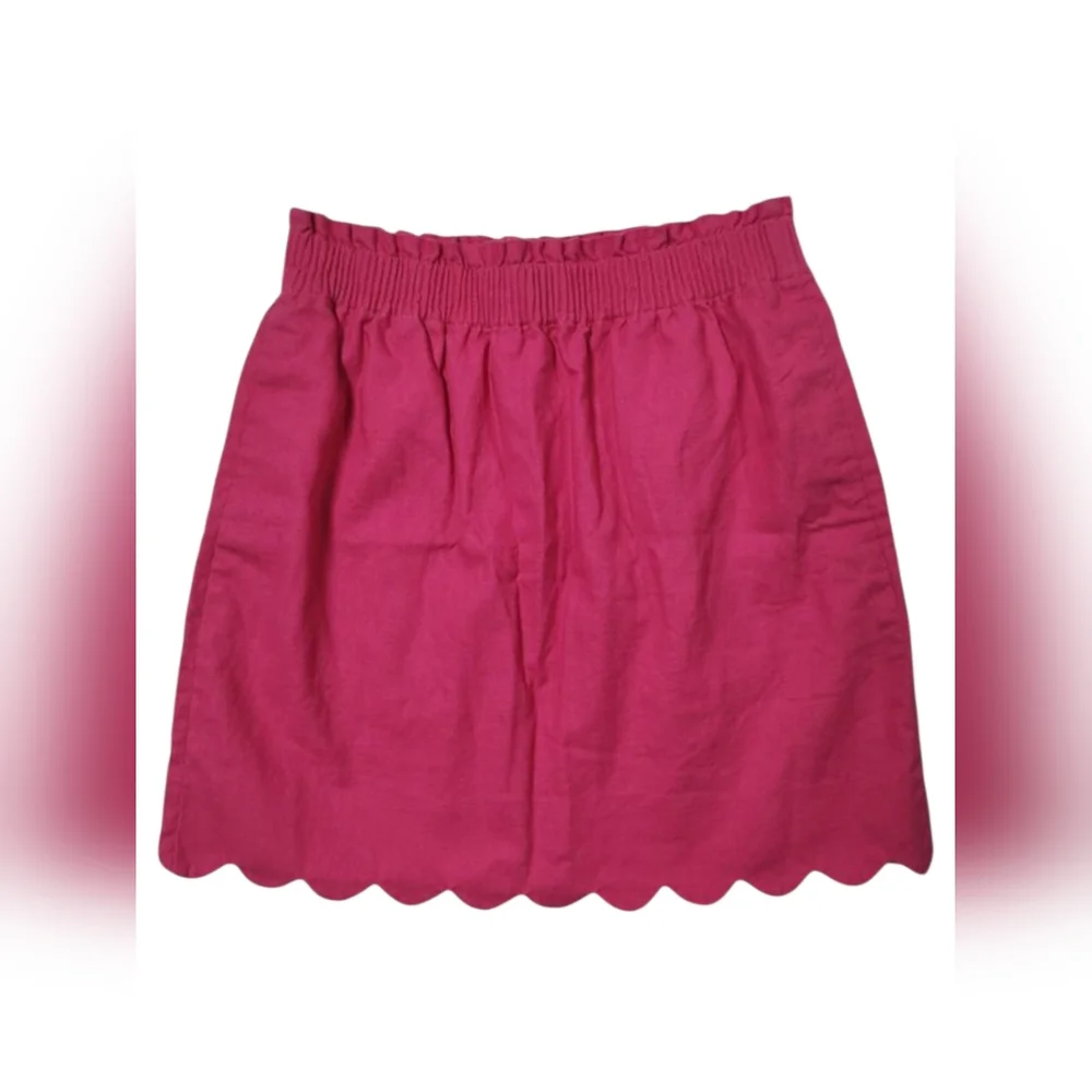 J. Crew Women's Pink Berry Scalloped Sidewalk Skirt Size 2